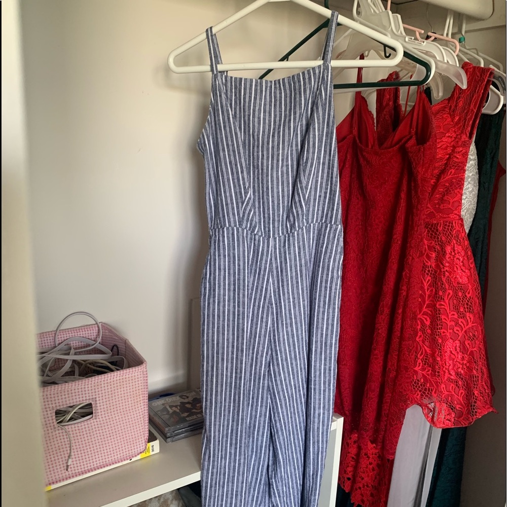 striped jumpsuit romper
